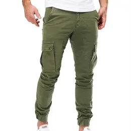 Mens Pants Autumn Winter Casual Loose Trouser Cargo Slim Fit Fashion Combat Zipper Bottom Army Male Pants1287B