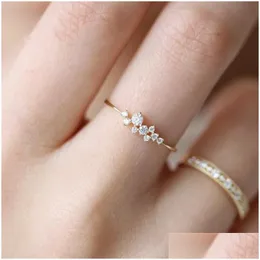 Yüzükler Yo Dainty Zircon Taş Parmak Yüzüğü Kadınlar için Altın Dolu istiflenebilir nişan moda grupları minimalist mücevher damla teslimat dhjne