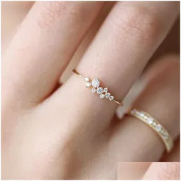 Ringe Yo Zierliche Zirkon Stein Fingerring Für Frauen Gold Gefüllt Stapelbar Verlobung Mode Bands Minimalistischen Schmuck Drop Lieferung Dhjne