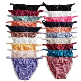 Yavorrs Whole 20pcs 100％Silk String Bikini Briefs Panties Size S M L XL XXL2250