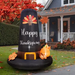 Thanksgiving Inflatables Outdoor Decorations, 6FT Pilgrim Hat Turkey Inflatable Thanksgiving Blow Up Yard Decor