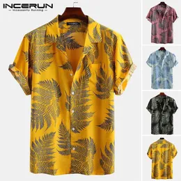 2020 Summer Printed Men Hawaiian Shirt Short Sleeve Holiday Streetwear Lapel Beach Tropical Shirts Casual Camisas Hombre Incerun239y