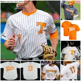 Roupa universitária BaseballCustom NCAA College Tennessee Volunteers Camisa de beisebol Nick Senzel Beck Blade Tidwell Max Ferguson Drew Gilbert Matt