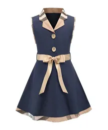 Retail/Wholesale Baby Girls Lapel Collegiate 100% Cotton Princess Dresses Fashion Designers Kläder Kids Boutique Clothing7460096