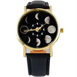 Zegarek 2021 Kobiet marki mody obserwuje Moonphase Space Space Astronomy Quartz Casual Leather Watch2972