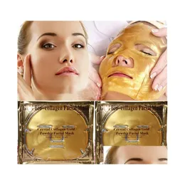 Andra hälsoskönhetsartiklar Retail Gold Collagen Facial Mask Nano Technology Crystal Skin Care Whitening fuktgivande ansikte med engelska dhfed