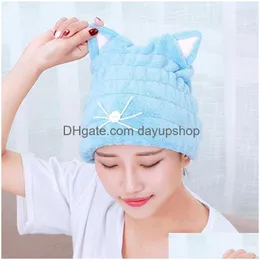 Beanie/Skull Caps Beanies Beanie/Skl Spa Bowknot Shower Cap Breathability Microfiber Hair Turban Quickly Towel Drying Hats For Women S Dhyuo