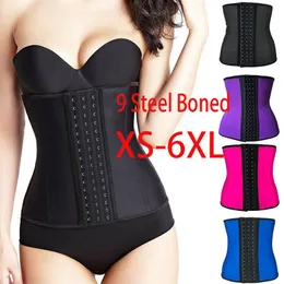 Latex Waist Trainer Corset 9 Steel Bone Shapewear Body Shapers Women Corset Slimming Belt Fajas Fajas Reductoras De Barriga 6XL Y2225I