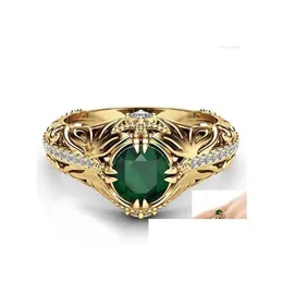 Rings 925 Sterling Sier Green Gold Color Ring Luxury Engagement In Europe And The United States R5072 Edwi22 Drop Delivery Jewelry Dhe3E
