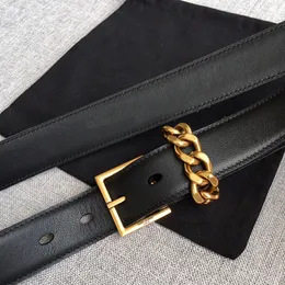 Real Leather Belt High Quality Designer Womens Belts width 3cm size 90-110cm needle buckle Chain Buckle waistband womans black belt
