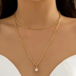 Anhänger Halsketten Mode Kreative Kleine Imitation Perle Halskette Für Frauen Hochzeit Braut Kpop Pailletten Kette Choker Ästhetischen Schmuck Geschenk