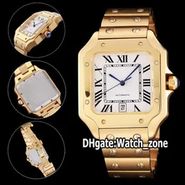 Lusso Nuovo 100XL Data WGSA0029 Quadrante bianco Orologio automatico da uomo Cassa in oro giallo Bracciale in acciaio Orologi sportivi Orologio di alta qualità Zo299Y