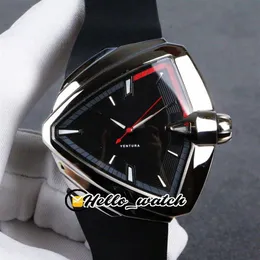 New Ventura Elvis80 Date H24551331 H24555331 Automatic Black Dial Mens Watch Red Gray Inner Steel Case Rubber Strap Watches Hello 219W