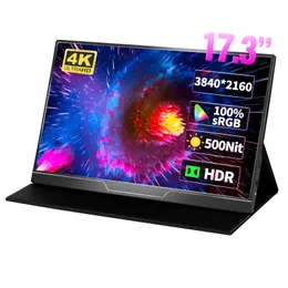 17.3 Inch 4K Portable Monitor 3840 2160P HDR 500Nit Dual Speakers 60Hz IPS Screen Gaming Display For PC Laptop Xbox PS4/5 Switch