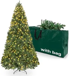 6 5ft Pre-lit Christmas Tree, Spruce Artificial Christmas Tree with Warm White Lights, Xmas Tree with STORAGE Bag and Metal Stand for Indoor