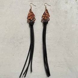 Dangle Earrings Long Tassel For Women Western Style Leather Fringed Statement Cowbog Retro Jewelry Cowgirl Friend Gift