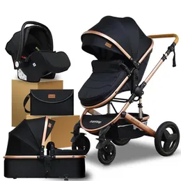 Strollers# Babyfond High Landscape Baby Stroller 3 In 1 Set Travel System Folding Two-way Pushchair Buggy With Infant Car Seat194f