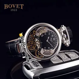 46 mm Bovet 1822 Tourbillon Amadeo Fleurie zegarki kwarcowe męskie zegarek stalowa obudowa czarny szkielet skórzany pasek Hwbt Hello Watch226x