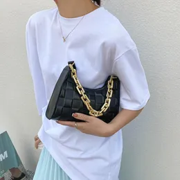 Evening Bags Shoulder Underarm Vintage PU Leather Solid Color Casual For Women Fashion Thick Chain Ladies Simple Small Handbags
