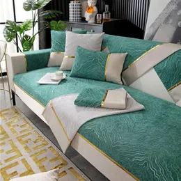 Sandalye, oturma odası için patchwork şönil kanepesi 1 2 3 Seater Gold Line Slipcover Mobilya Koruyucu Yastık