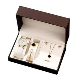 Orologi da polso 5 pezzi set orologio da donna di lusso set in acciaio inossidabile Jewerly quarzo orologi da donna regalo braccialetto in titanio Montre Femme208O