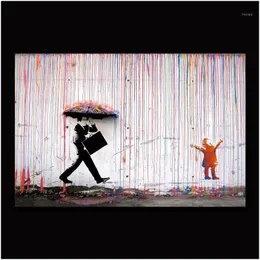Paintings Color Rain Banksy Wall Decor Art Canvas Painting Calligraphy Poster Print Picture Decorative Living Room Home Decor1 Drop Dhi7H