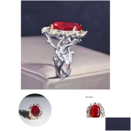 Cluster Rings Ladies Beautif Double Color Plating Adjustable Ring Jewelry Party All Match Gifts Drop Delivery Dh87C