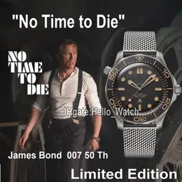 GDF Nowy nurka 300m 007 James Bond 50th Brak czasu na Die Black Dial Miyota 8215 Automatyczne męże zegarek 210 90 42 20 01 001 Pasek siatki W291W