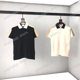 21ss uomo stampato magliette polo designer nastro riflettente acquerello parigi vestiti etichetta camicia da uomo stile sciolto nero bianco 06262M