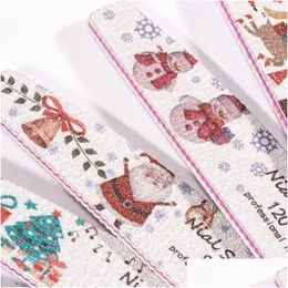 Nail Files 5Pcs/Lot Buffs For Manicure Xmas Santa Claus Style Art File Kit Stac22 Drop Delivery Health Beauty Salon Tools Dh4Bj