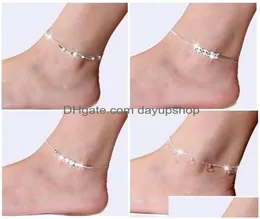 Anklets New 925 Sterling Sliver Ankle Bracelet For Women Foot Jewelry Inlaid Zircon On A Leg Personality Gifts 527 T2 Drop Deliver2202792