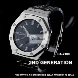 GA2100 GA-2100을위한 최신 watchband 및 베젤 수정 Watchband 베젤 100% 금속 316L 스테인리스 스틸 도구 LJ183E