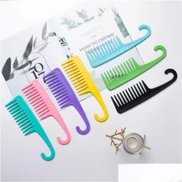Other Bath Toilet Supplies New Wide Tooth Curved Hook Comb Plastic Large Can Wave Curling Hair Perm Drop Delivery Home Garden Dhfea