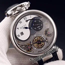 BOVET 1822 TOURBILLON AMADEO FLEURIEオートマチックスケルトンメンズウォッチスチールケースホワイトダイヤルマーカーブラックレザータイムゾーンウォッチ2599