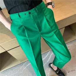 Men's Pants High Quality Business Casual Draped High-waist Trousers Men Solid Color Formal Male Office Social Suit