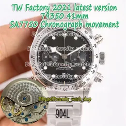 Eternity 2021 Twf Najnowsza wersja 316L stalowa stalowa bransoletka Eta SA7750 Chronograph Automatyczna biała tarcza 79350 Mens Watch Sport193i