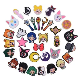 Anime charms wholesale childhood memories sailor moon cartoon charms shoe accessories pvc decoration buckle soft rubber charms fast ship5832110