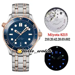 Neue Drive 300M 210 20 42 20 03 002 Blue TextureDial Miyota 8215 Automatik Herrenuhr Keramik Lünette Zweifarbige Roségolduhren Hel246O