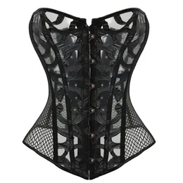 Sexy Mesh Corsets and Bustie Elastic Net Hollow Out Flowers Design Busk Closure Bustier Corset Body Shapewear cincher corselet 812200Z