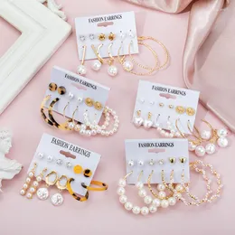 Dangle Earrings Korean Acrylic Pearl Drop For Women Bohemian Big Circle Geometric Set 2023 Brincos Female Fashion Jewelry
