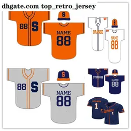 Man NCAA College Syracuse Orange Baseball Jerseys Custom Any Name Number Stitched Shirts Color White Orange Puple Navy Grey Size S-4XL