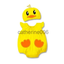 Occasioni speciali Neonato Giallo Anatra Costume Cosplay Pagliaccetti Tuta per neonato Bambino Breve Estate Halloween Festa di compleanno Vestito operato x1004