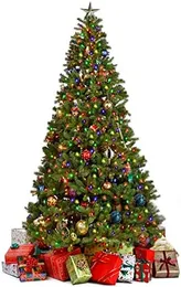 Atualização de árvore de Natal artificial de 7 5 pés com luzes de corda brancas quentes de 360 LED NÃO pré-amarradas, 8 modos de iluminação Árvore de Natal falsa com Dura