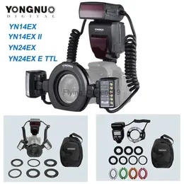 Flashhuvuden Yongnuo Yn14EX II/YN24EX/YN24EX E TTL MACRO FLASH FÖR 1DX 5D3 6D 7D 70D 80D för A7II 2*Flash Head+4*Adapter Ring YQ231003