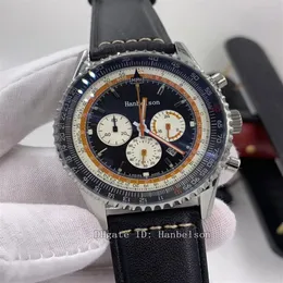 Montre de luxe Quartz movement mens watch two tone dial stainless steel Leatcher strap relojes lujo para hombre Chronograph Watche198C