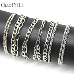 Link Bracelets Six Styles Stylish Stainless Steel Chain Personality Combination Hip Hop Party Wrist Accessories Without Extension