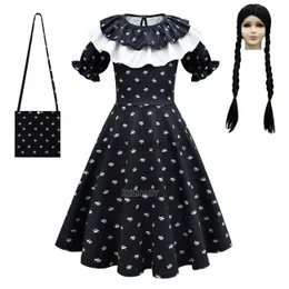 Occasioni speciali Mercoledì Addams Costumi Ragazze Compleanno Costume da principessa Nero Fantasia Halloween Carnevale Mercoledì Abiti cosplay per bambini x1004