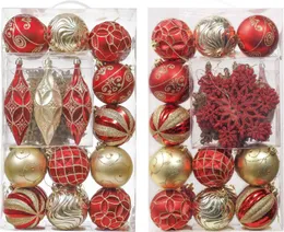 Роскошные красные и золотые рождественские шары 40 карат, небьющиеся елочные украшения для рождественских украшений