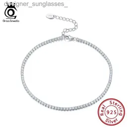 Fußkettchen ORSA JEWELS Knöchelkette aus reinem 925er Silber, AAAA-Zirkonia-Zinkenfassung, Tenniskette, modischer Schmuck für Mädchen, Geschenk, SA03L231004