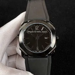 디자이너 시계 41mm Octo PVD All Black Steel Case 102737 BGO41BBSVD N 검은 색 다이얼 자동 남성 시계 고무 스트랩 고품질 188L